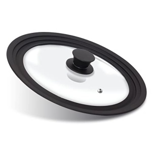 ANAEAT Silicone Universal Lid for Pots, Pans and Skillets - Tempered Glass Covered with Heat Resistant Silicone Rim Fits 8", 8.5" and 9.5" Diameter Cookware -Easy to Use Replacement Frying Pan Cover