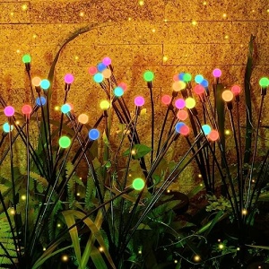 ZOIIWA 2Pack 16LED Solar Swaying Lights Outdoor Solar Powered Firefly Lights Garden Decor Waterproof Pathway Light Sway by Wind Landscape Lights Colorful for Pathway Deck Lawn Patio Courtyard Decor